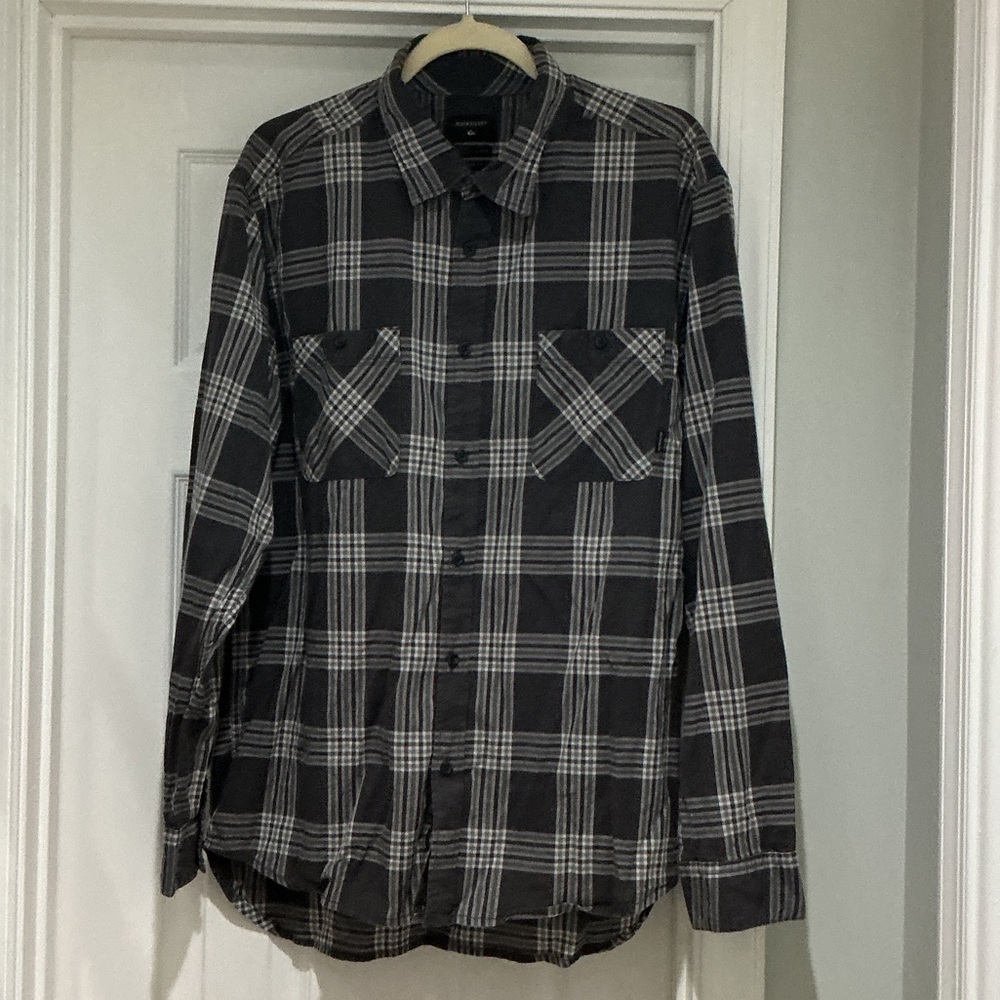 Quiksilver Dark Plaid Button Down Shirt